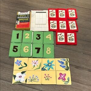 Vintage bridge card game book score sheets and three handmade tally sets cute!